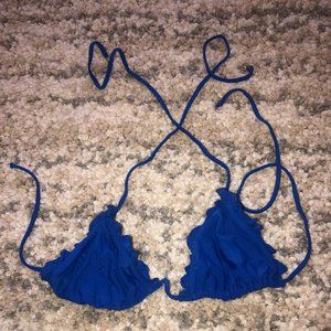 abercrombie & fitch blue ruched bikini top